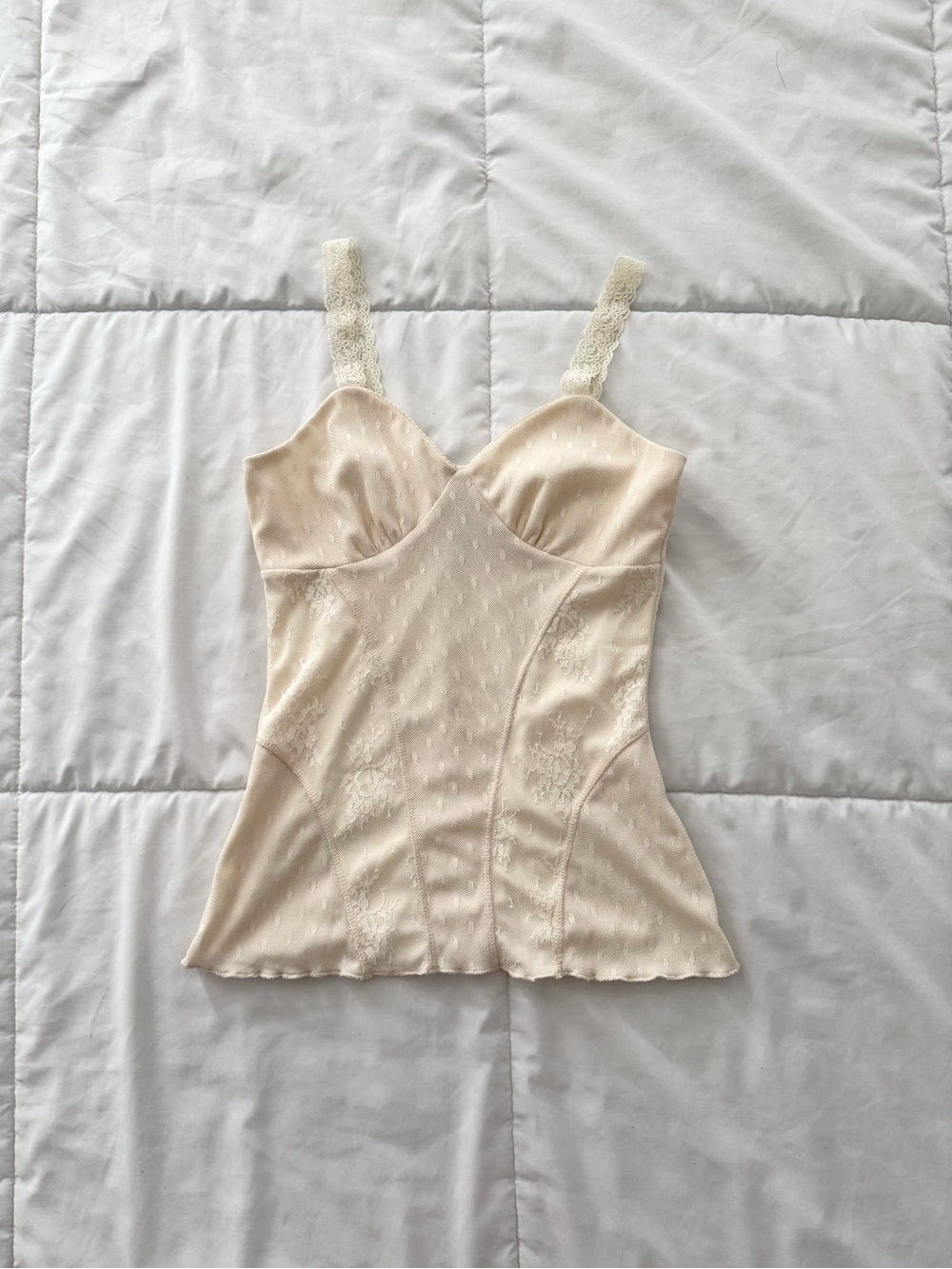 Vintage ivory mesh lace camisole